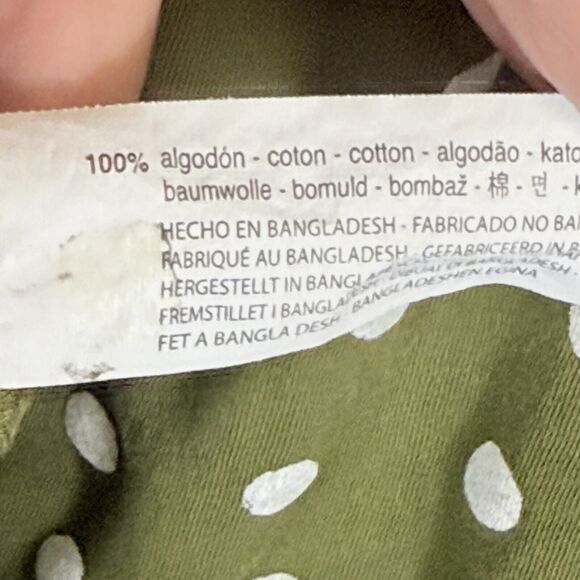 Zara Olive Green White Polka Dot‎ Hi Low Jersey Knit T-Shirt Top Women's Medium - Picture 7 of 7